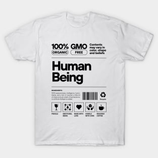 Modern Funny Human Being Label Typography T-Shirt